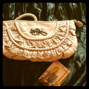 Betsey Johnson dusty rose ruffle clutch